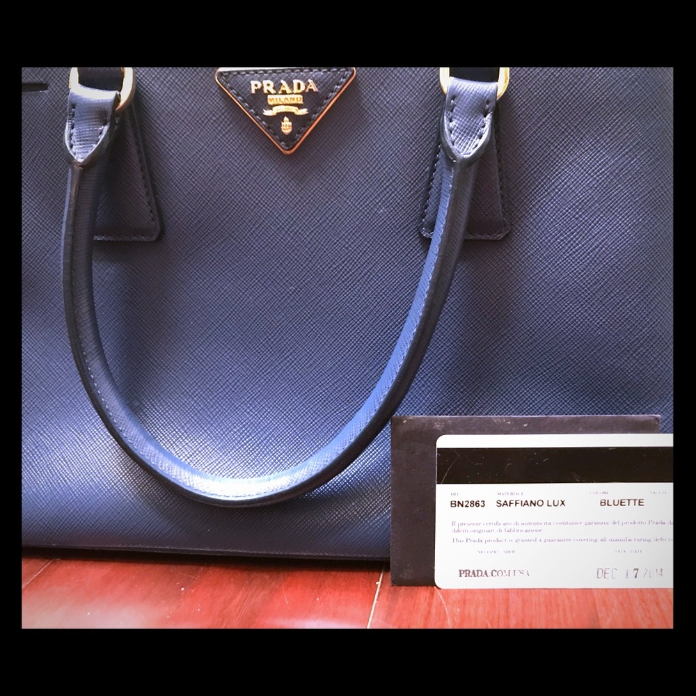 Prada saffiano bluette bag, authentic, used!